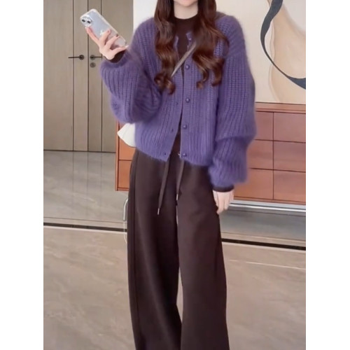 紫色軟糯毛衣外套女秋季大碼胖MM慵懶風寬松針織開衫獨特漂亮上衣 紫色軟糯毛衣外套女秋季大碼胖MM慵懶風寬松針織開衫獨特漂亮上衣