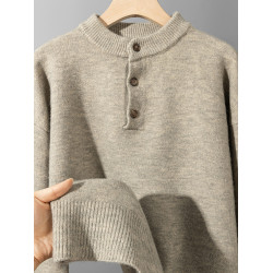 心動的感覺！日系復古亨利領毛衣男女秋冬季百搭慵懶風針織衫上衣