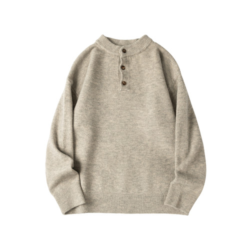 心動的感覺!日系復古亨利領毛衣男女秋冬季百搭慵懶風針織衫上衣 心動的感覺!日系復古亨利領毛衣男女秋冬季百搭慵懶風針織衫上衣