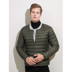 秋冬新款輕薄羽絨服男士無領V領羽絨內膽大碼內穿圓領輕薄款外套