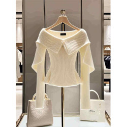 白色毛衣女2024新款高級設計感小衆氣質高級小香風收腰針織上衣冬