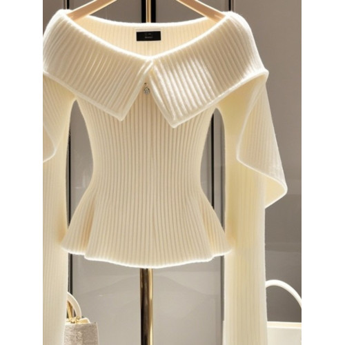 白色毛衣女2024新款高級設計感小衆氣質高級小香風收腰針織上衣冬 白色毛衣女2024新款高級設計感小衆氣質高級小香風收腰針織上衣冬