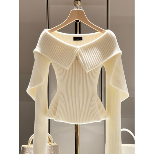 白色毛衣女2024新款高級設計感小衆氣質高級小香風收腰針織上衣冬 白色毛衣女2024新款高級設計感小衆氣質高級小香風收腰針織上衣冬