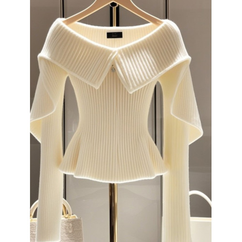 白色毛衣女2024新款高級設計感小衆氣質高級小香風收腰針織上衣冬 白色毛衣女2024新款高級設計感小衆氣質高級小香風收腰針織上衣冬