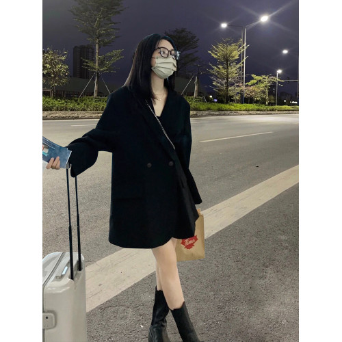 2025春秋新款大碼女裝西裝外套女高級感胖mm韓版寬松顯瘦西服百搭