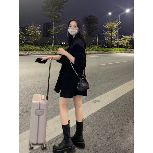 2025春秋新款大碼女裝西裝外套女高級感胖mm韓版寬松顯瘦西服百搭