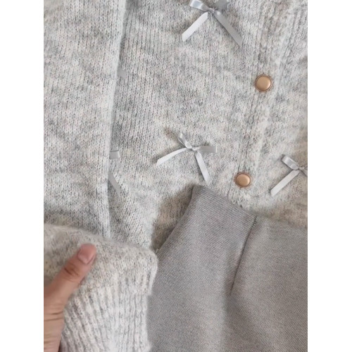 小個子香風灰色針織毛衣女秋冬2025新款韓風慵懶miu系開衫外套春 小個子香風灰色針織毛衣女秋冬2025新款韓風慵懶miu系開衫外套春