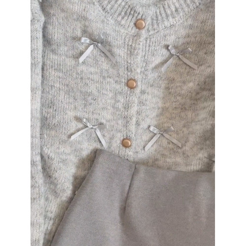 小個子香風灰色針織毛衣女秋冬2025新款韓風慵懶miu系開衫外套春 小個子香風灰色針織毛衣女秋冬2025新款韓風慵懶miu系開衫外套春