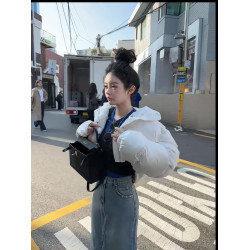 【下單髮貨模特原版】新款白色羽絨棉服短款棉襖加厚棉衣上衣外套