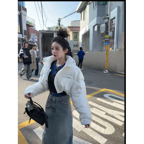 【下單髮貨模特原版】新款白色羽絨棉服短款棉襖加厚棉衣上衣外套 【下單髮貨模特原版】新款白色羽絨棉服短款棉襖加厚棉衣上衣外套