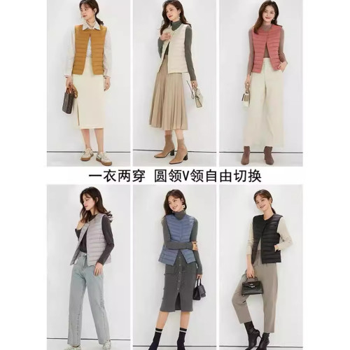 日單優衣秋冬大碼輕薄羽絨內膽女90白鴨絨可攜式羽絨服背心坎肩內搭 日單優衣秋冬大碼輕薄羽絨內膽女90白鴨絨可攜式羽絨服背心坎肩內搭