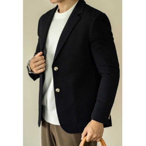 肌理感華夫格長袖西裝外套男士秋季新款休閒雙排釦通勤商務正裝潮 肌理感華夫格長袖西裝外套男士秋季新款休閒雙排釦通勤商務正裝潮