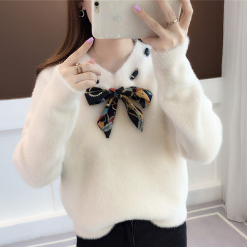 【不掉毛】加厚秋冬新款小清新馬海毛衣女寬松仿水貂絨套頭針織衫 【不掉毛】加厚秋冬新款小清新馬海毛衣女寬松仿水貂絨套頭針織衫