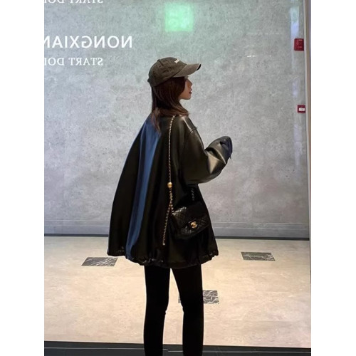 胖mm大碼女裝高街vibe風皮衣女設計感小衆復古街頭風外套黑色夾克 胖mm大碼女裝高街vibe風皮衣女設計感小衆復古街頭風外套黑色夾克