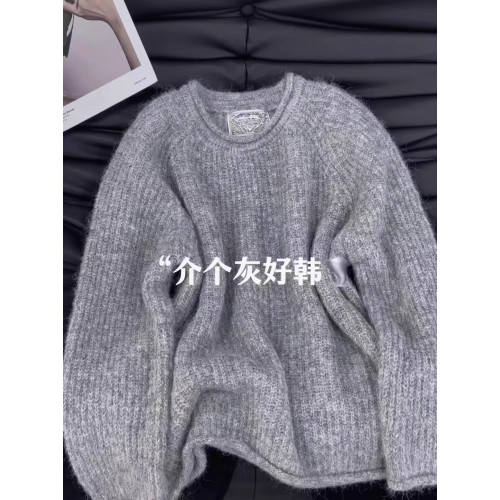 正版高品質!高級感圓領針織衫上衣女秋冬寬松慵懶軟糯套頭毛衣女 正版高品質!高級感圓領針織衫上衣女秋冬寬松慵懶軟糯套頭毛衣女
