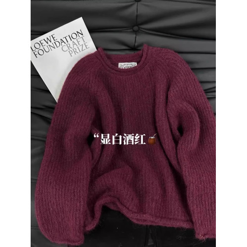 正版高品質!高級感圓領針織衫上衣女秋冬寬松慵懶軟糯套頭毛衣女 正版高品質!高級感圓領針織衫上衣女秋冬寬松慵懶軟糯套頭毛衣女