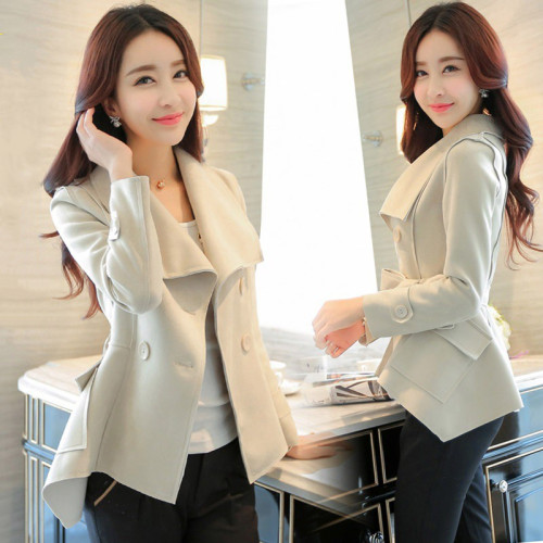 品牌風衣外套女短款春秋新款修身顯瘦百搭小個子仿鹿皮絨小西裝女 品牌風衣外套女短款春秋新款修身顯瘦百搭小個子仿鹿皮絨小西裝女