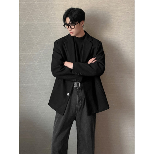男韓版短款西裝毛呢寬松外套男加厚潮牌灰色呢料西服呢子外套墊肩 男韓版短款西裝毛呢寬松外套男加厚潮牌灰色呢料西服呢子外套墊肩
