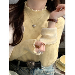 藍色加絨毛衣女款2025新款冬季加厚內搭打底衫秋冬半高領針織上衣