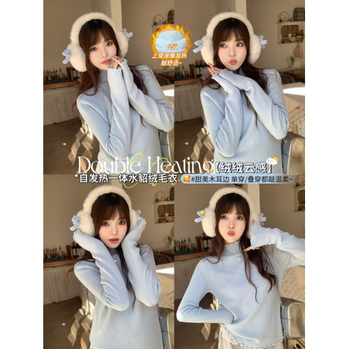 藍色加絨毛衣女款2025新款冬季加厚內搭打底衫秋冬半高領針織上衣 藍色加絨毛衣女款2025新款冬季加厚內搭打底衫秋冬半高領針織上衣