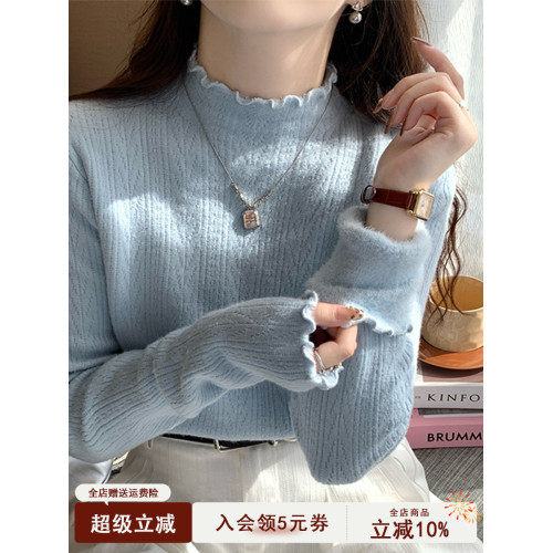 藍色加絨毛衣女款2025新款冬季加厚內搭打底衫秋冬半高領針織上衣 藍色加絨毛衣女款2025新款冬季加厚內搭打底衫秋冬半高領針織上衣