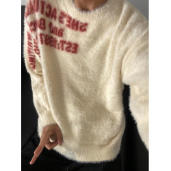 美式cleanfit水貂絨毛衣男士2024春秋季新款慵懶風寬松針織衫線衣