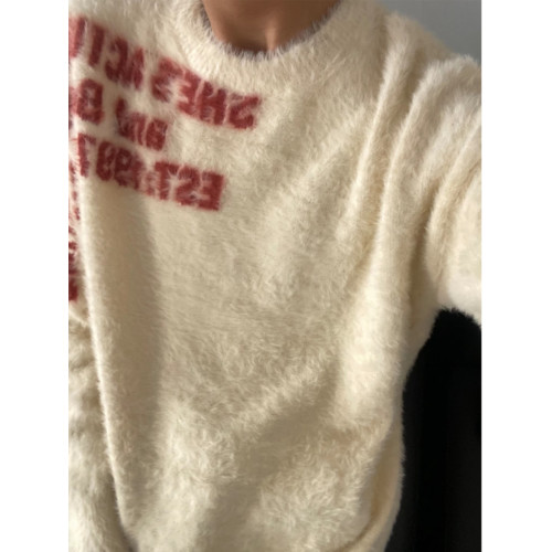 美式cleanfit水貂絨毛衣男士2024春秋季新款慵懶風寬松針織衫線衣 美式cleanfit水貂絨毛衣男士2024春秋季新款慵懶風寬松針織衫線衣