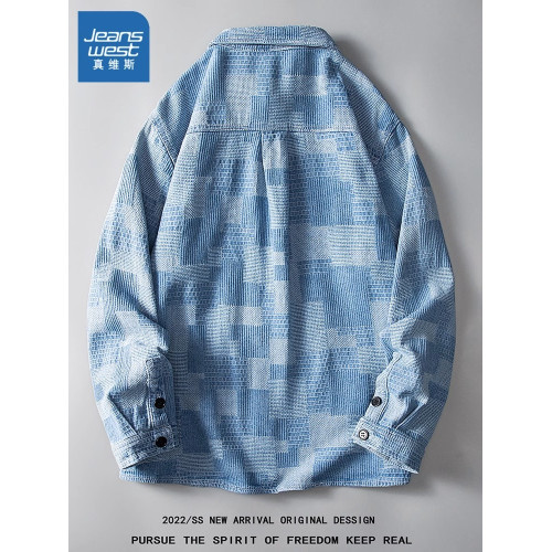 真維斯秋冬季牛仔外套男士潮牌2025新款寬松痞帥休閒格紋襯衫上衣 真維斯秋冬季牛仔外套男士潮牌2025新款寬松痞帥休閒格紋襯衫上衣