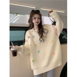 大碼女裝胖mm秋冬韓版寬松顯瘦慵懶風甜美減齡設計感套頭針織毛衣