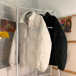 冬季oversize立領棉衣男港風休閒情侶小衆寬松加厚保暖外套羽絨服