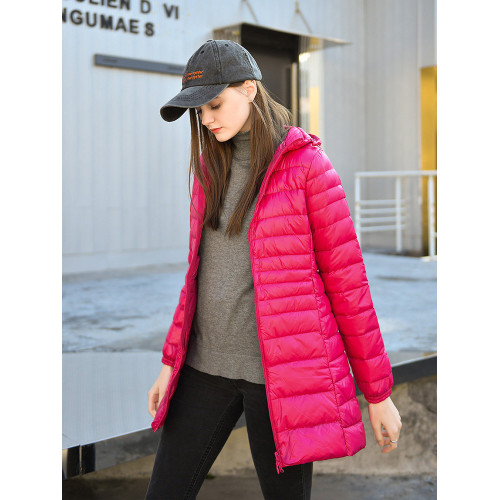 輕薄款羽絨服女中長款連帽2025秋冬新款修身輕便薄款大碼外套反季