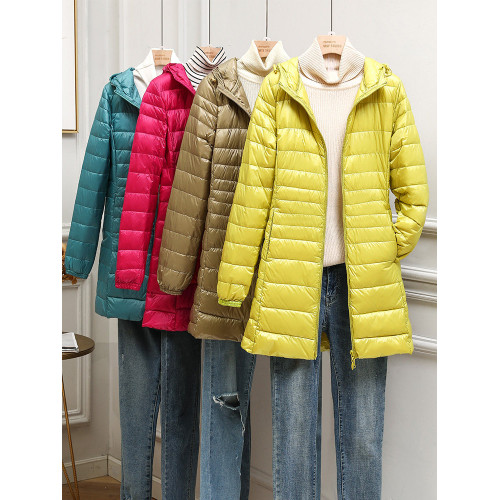 輕薄款羽絨服女中長款連帽2025秋冬新款修身輕便薄款大碼外套反季