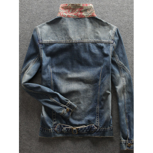 秋季牛仔外套男短款韓版修身腰果花水洗做舊復古夾克休閒上衣外套 秋季牛仔外套男短款韓版修身腰果花水洗做舊復古夾克休閒上衣外套