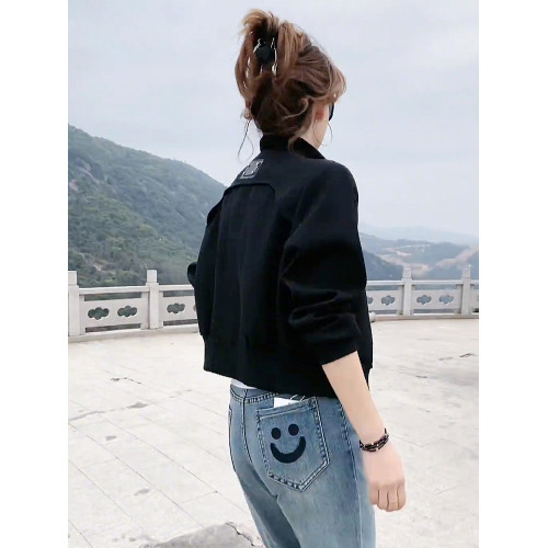 獨特別致黑色夾克短外套女士春秋款2025新款爆款小個子休閒棒球服 獨特別致黑色夾克短外套女士春秋款2025新款爆款小個子休閒棒球服