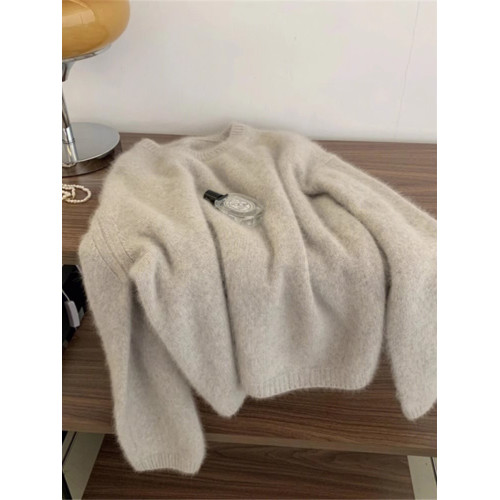 浣熊絨軟糯套頭毛衣女秋冬季高級感慵懶寬松軟糯針織打底內搭上衣 浣熊絨軟糯套頭毛衣女秋冬季高級感慵懶寬松軟糯針織打底內搭上衣