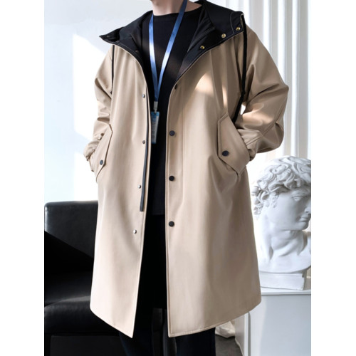 撞色中長款風衣男秋冬韓版潮馬甲情侶大衣青少年寬松百搭休閒外套 撞色中長款風衣男秋冬韓版潮馬甲情侶大衣青少年寬松百搭休閒外套