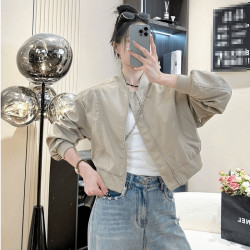 早秋女短款百搭休閒夾克上衣小個子簡約時尚立領棒球服運動外套潮