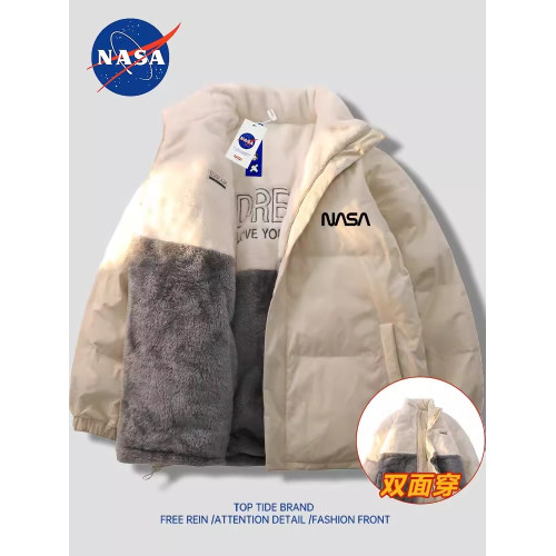NASA聯名冬季立領雙面穿羽絨服男毛絨白鴨絨上衣潮流情侶保暖外套 NASA聯名冬季立領雙面穿羽絨服男毛絨白鴨絨上衣潮流情侶保暖外套