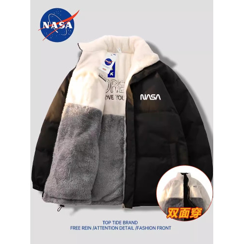 NASA聯名冬季立領雙面穿羽絨服男毛絨白鴨絨上衣潮流情侶保暖外套 NASA聯名冬季立領雙面穿羽絨服男毛絨白鴨絨上衣潮流情侶保暖外套