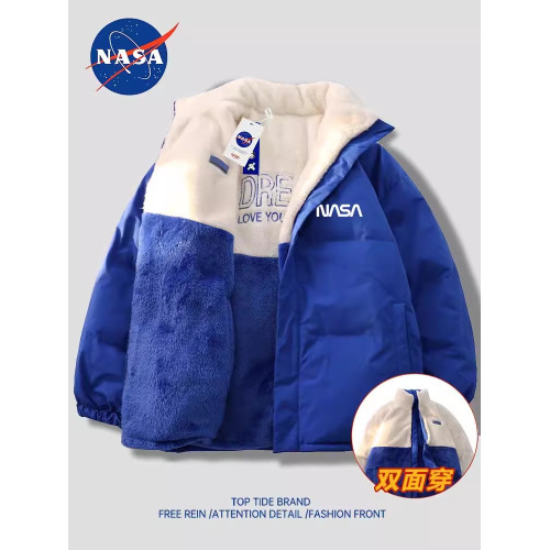 NASA聯名冬季立領雙面穿羽絨服男毛絨白鴨絨上衣潮流情侶保暖外套 NASA聯名冬季立領雙面穿羽絨服男毛絨白鴨絨上衣潮流情侶保暖外套