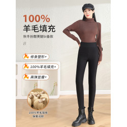 羊毛棉褲女外穿冬季加絨加厚羊羔絨打底褲東北特厚大碼高腰保暖褲