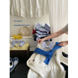 韓日簡約氣質撞色POLO假兩件麻花針織衫女秋冬刺綉寬松毛衣小外套