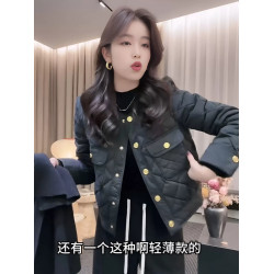 小香風菱格棉服女春秋2025新款寬松時尚洋氣高級感短款夾棉外套女