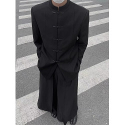 新中式男裝風馬面裙男款彿系禪意褲子山本風不規則黑武士裙褲