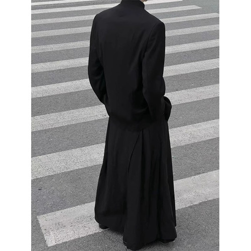 新中式男裝風馬面裙男款彿系禪意褲子山本風不規則黑武士裙褲 新中式男裝風馬面裙男款彿系禪意褲子山本風不規則黑武士裙褲