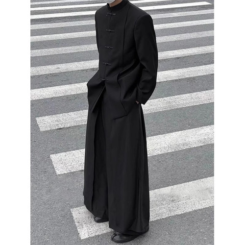 新中式男裝風馬面裙男款彿系禪意褲子山本風不規則黑武士裙褲 新中式男裝風馬面裙男款彿系禪意褲子山本風不規則黑武士裙褲