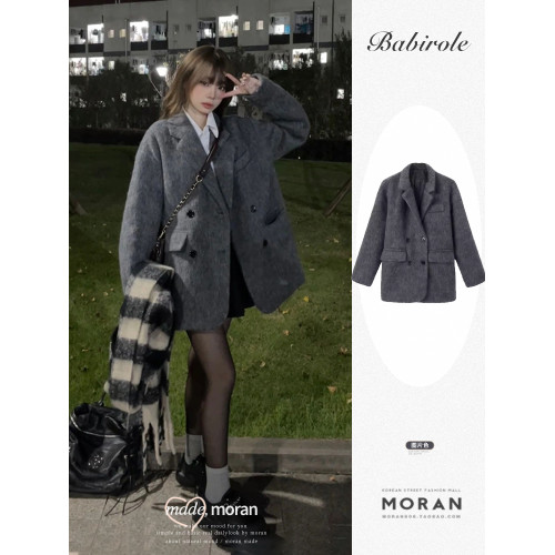 灰色西裝式毛呢外套夾棉加厚呢子大衣女秋冬高級感2025新款小個子 灰色西裝式毛呢外套夾棉加厚呢子大衣女秋冬高級感2025新款小個子