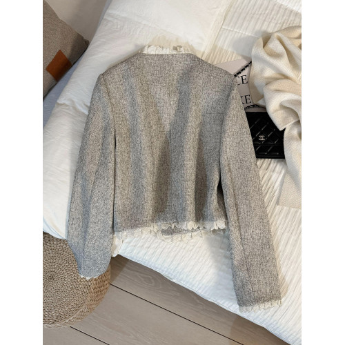 2025新款米灰色溫柔甜美花邊小香風短外套女秋冬爆款女神範上衣潮 2025新款米灰色溫柔甜美花邊小香風短外套女秋冬爆款女神範上衣潮