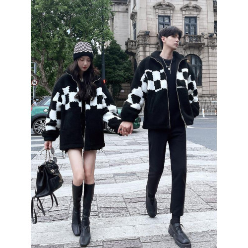 情侶裝秋冬小衆設計感新款ins超火羊羔毛外套高級感加厚棉衣棉服 情侶裝秋冬小衆設計感新款ins超火羊羔毛外套高級感加厚棉衣棉服