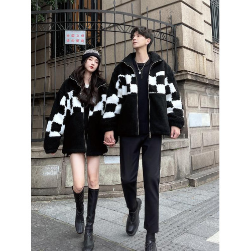 情侶裝秋冬小衆設計感新款ins超火羊羔毛外套高級感加厚棉衣棉服 情侶裝秋冬小衆設計感新款ins超火羊羔毛外套高級感加厚棉衣棉服